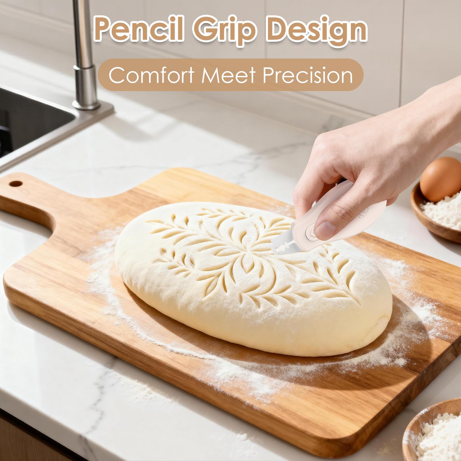 KacNacPro bread lame includes five extra blades for versatile scoring.
