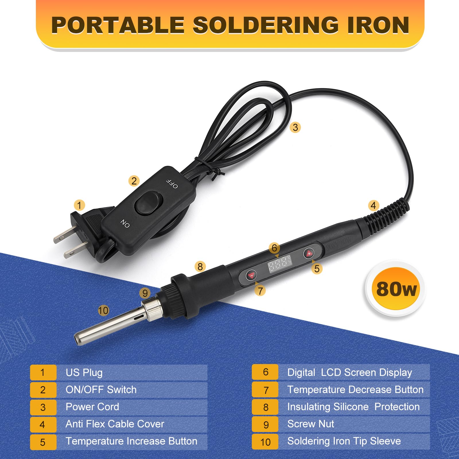 Kadrick 80W heat-set insert tool LED display for precise control