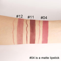 Kaely matte waterproof lip finish provides all-day wear with rich pigment.
