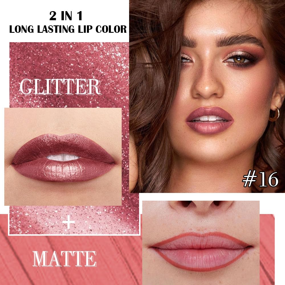 Kaely pearlescent mauve metallic lip gloss close-up showing shimmering finish.