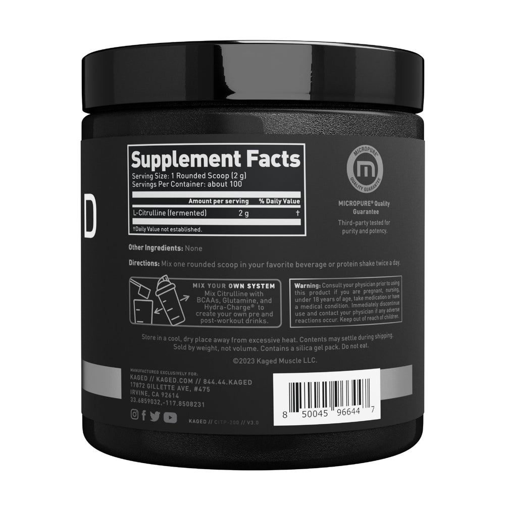 Kaged L-Citrulline powder in gym setting with athletic vibe