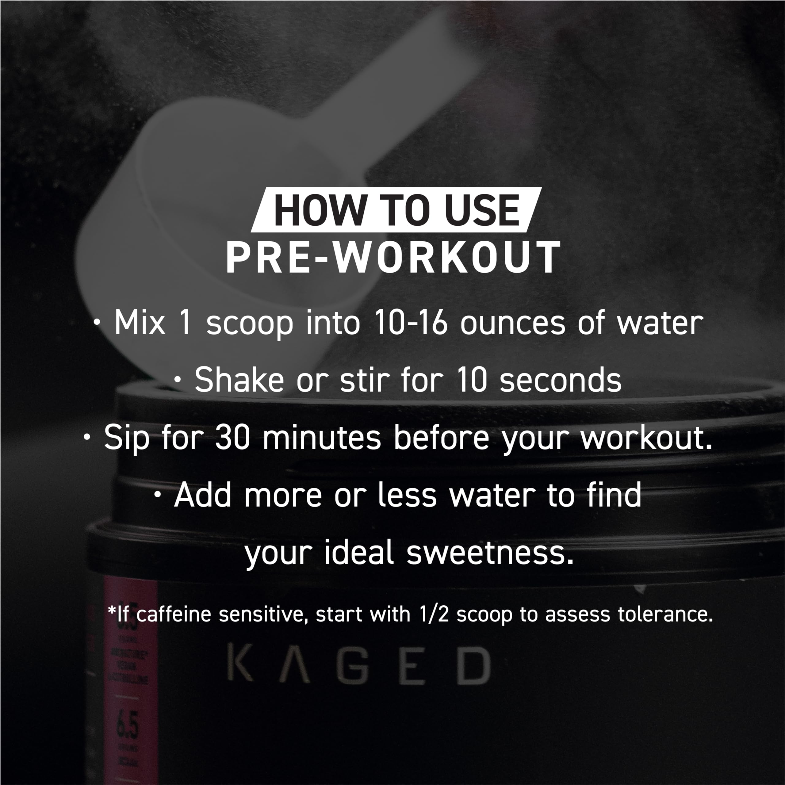 Nutrition panel close-up on the Kaged Pre-Workout packaging