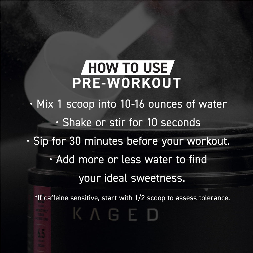 Nutrition panel close-up on the Kaged Pre-Workout packaging
