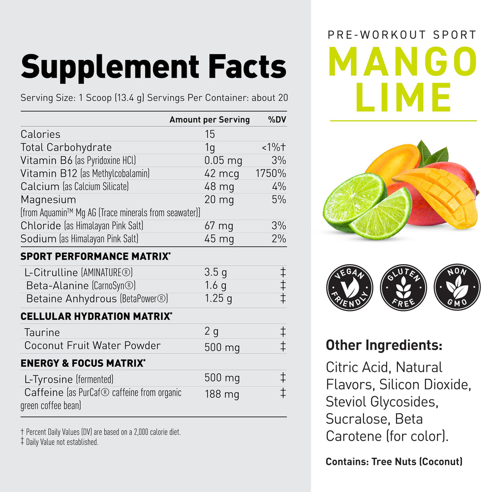 Kaged Sport Pre-Workout caffeine and L-Tyrosine promote focused training sessions.