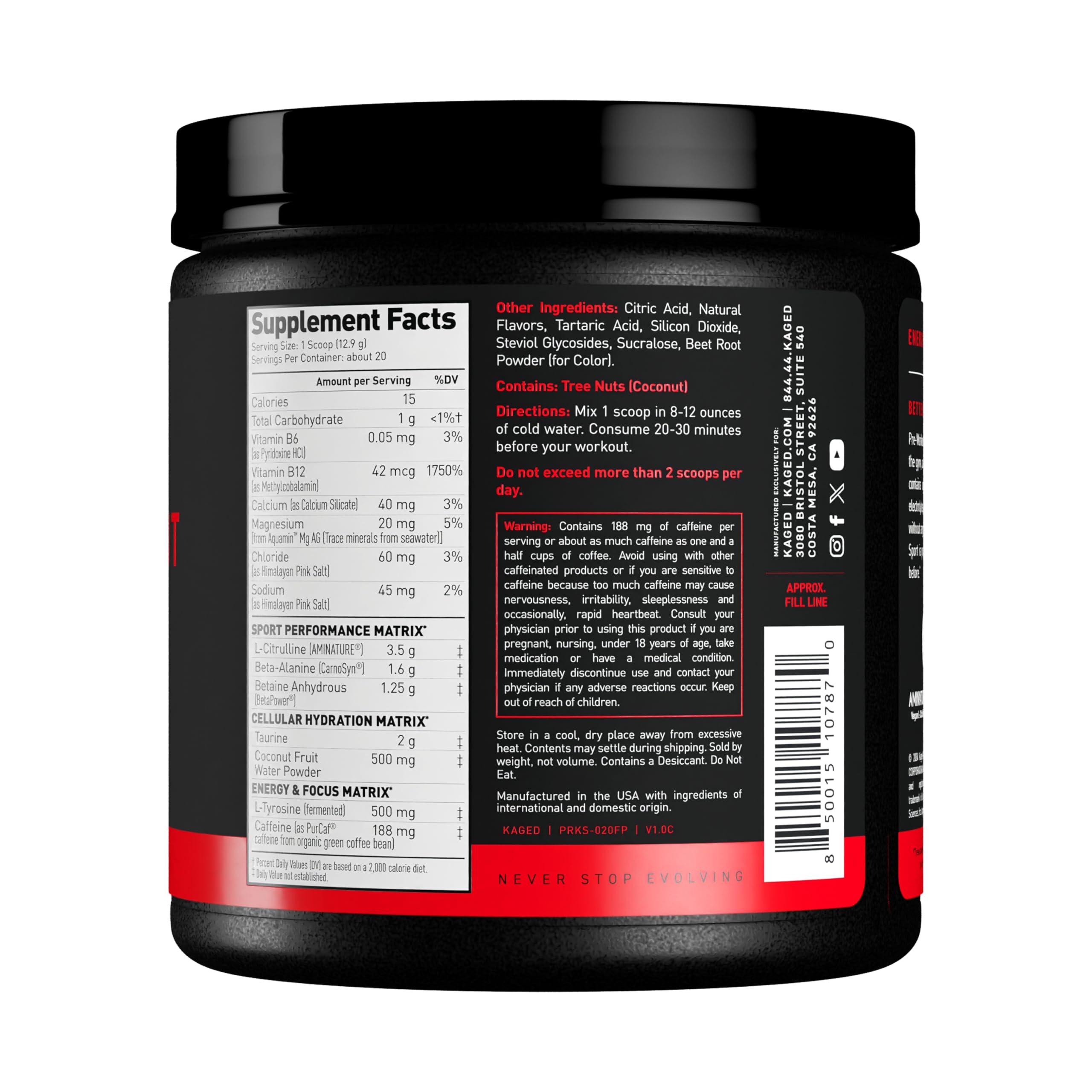 Kaged Sport Pre Workout fruit punch hydration setup for workouts