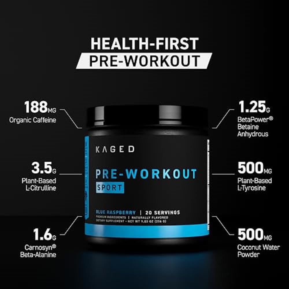 Kaged Sport Pre-Workout Glacier Grape ingredients close-up for premium formula