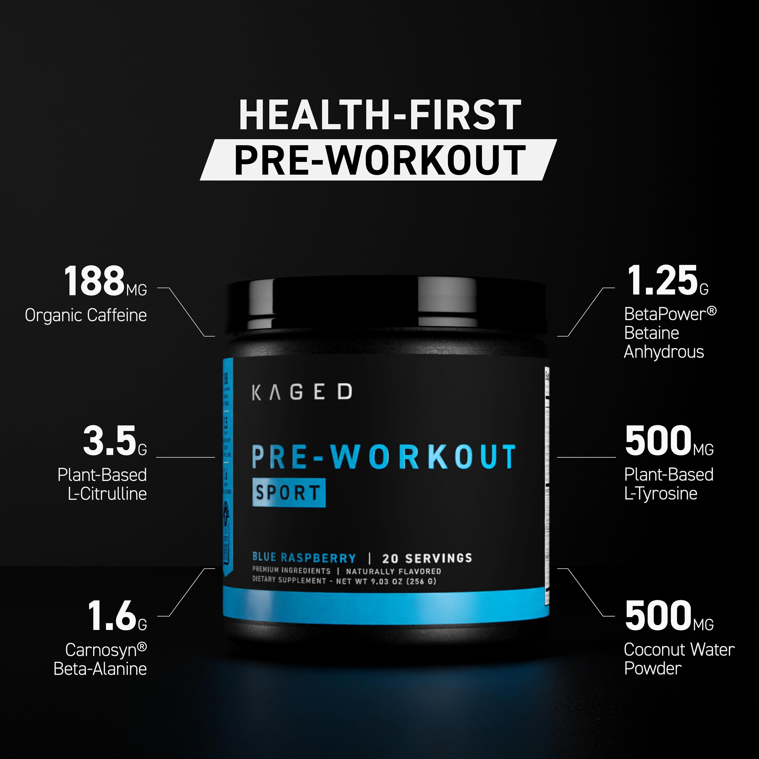 Kaged Sport Pre Workout Pink Lemonade scoop illustrates precise dosage for clean energy