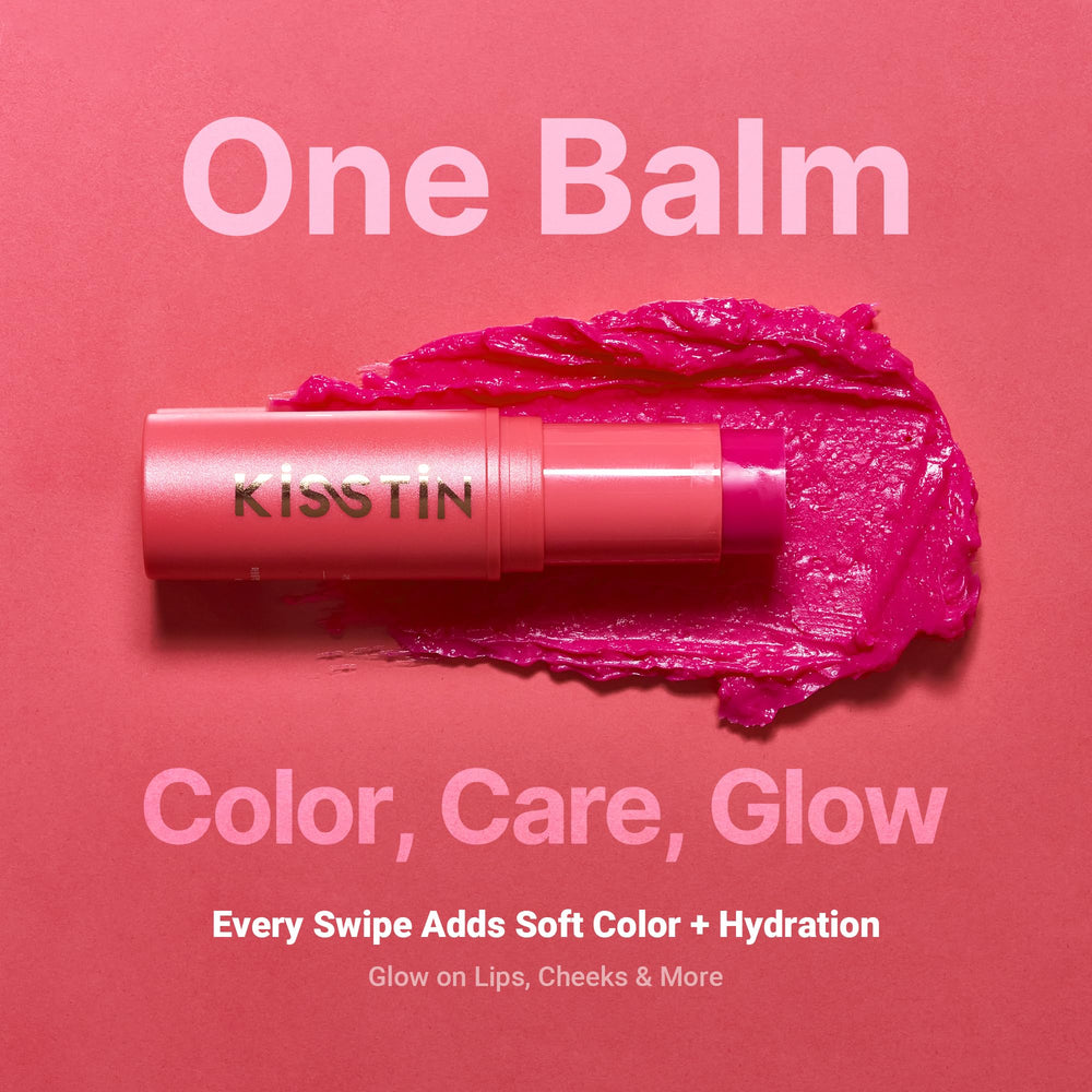 KAHI Kisstin Balm on the face for natural glow and smooth skin.
