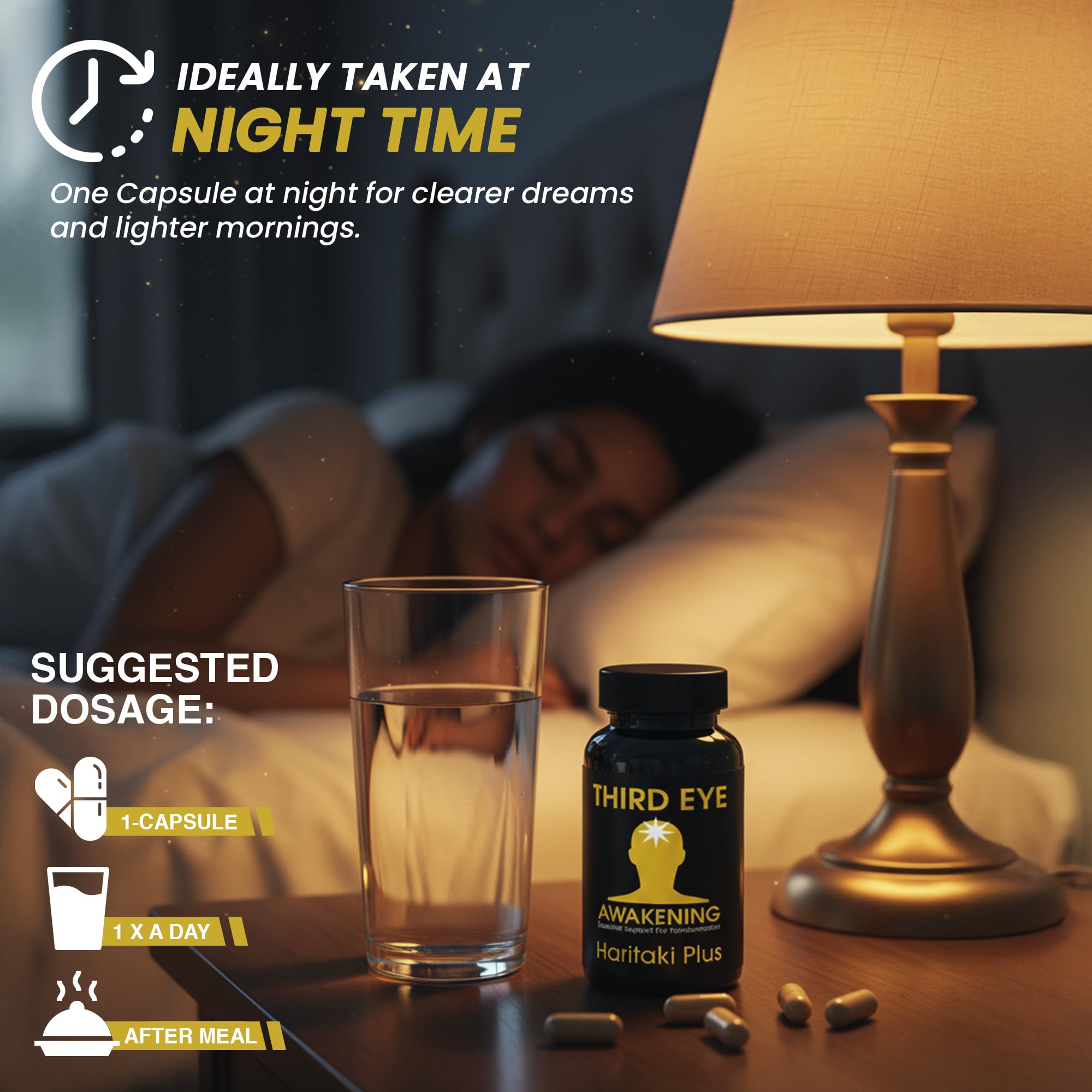 Kailash Herbals Haritaki vegan capsules ready for nightly routine and cognitive clarity