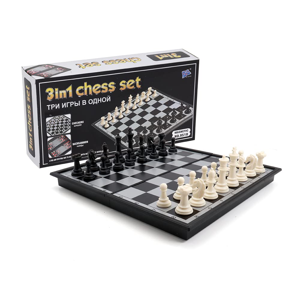 KAILE 3-in-1 travel board supports chess, checkers, and backgammon