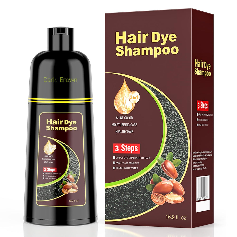 KAISASA Dark Brown Hair Dye Shampoo provides full gray-hair coverage for a refreshed look.