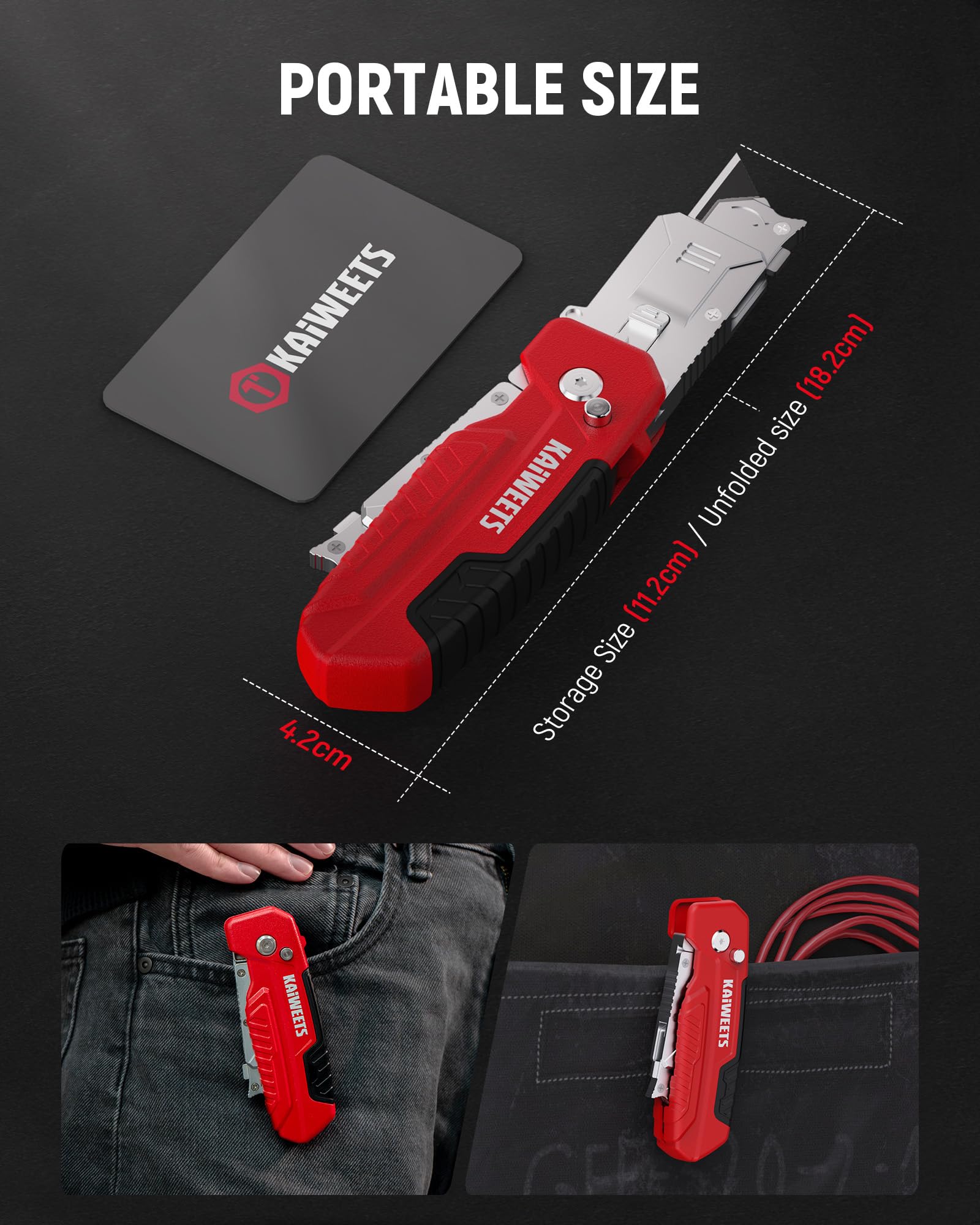 Kaiweets side belt clip keeps the tool accessible for everyday carry.