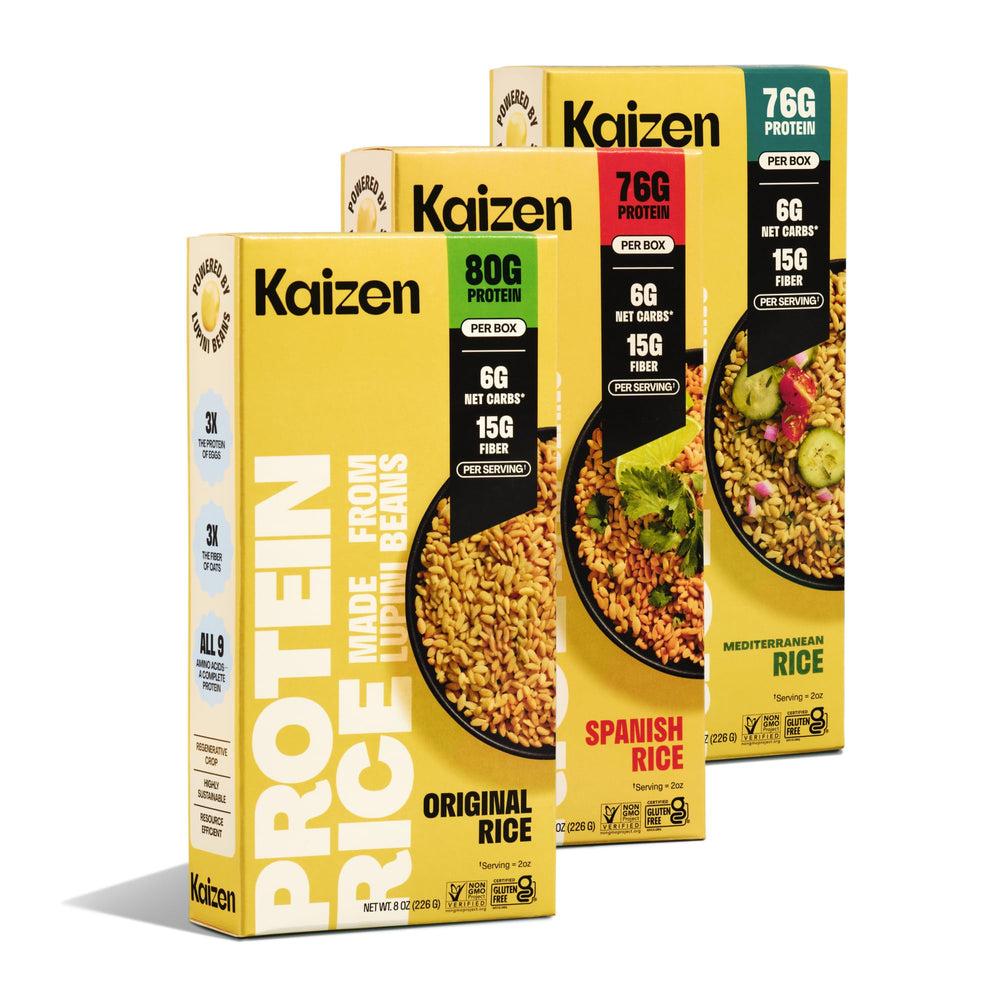 Kaizen Protein Rice Original serving for a low-carb, high-protein meal.