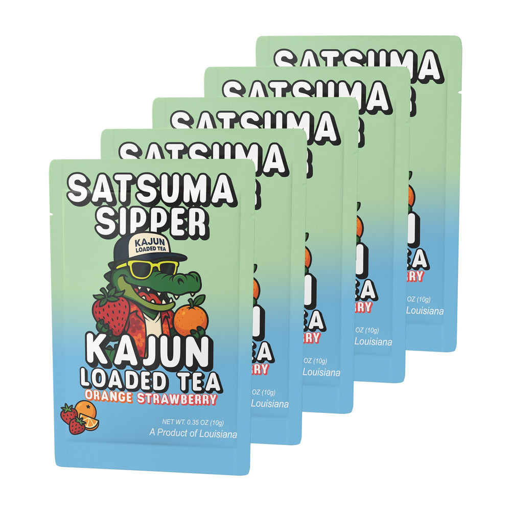 Kajun Loaded Tea Satsuma Sipper caffeine boost visual for energy awareness