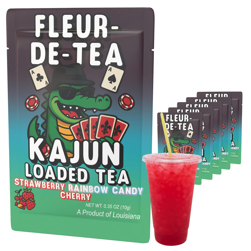 Kajun Loaded Tea Fleur-de-Tea strawberry, refreshing energy boost in a glass.