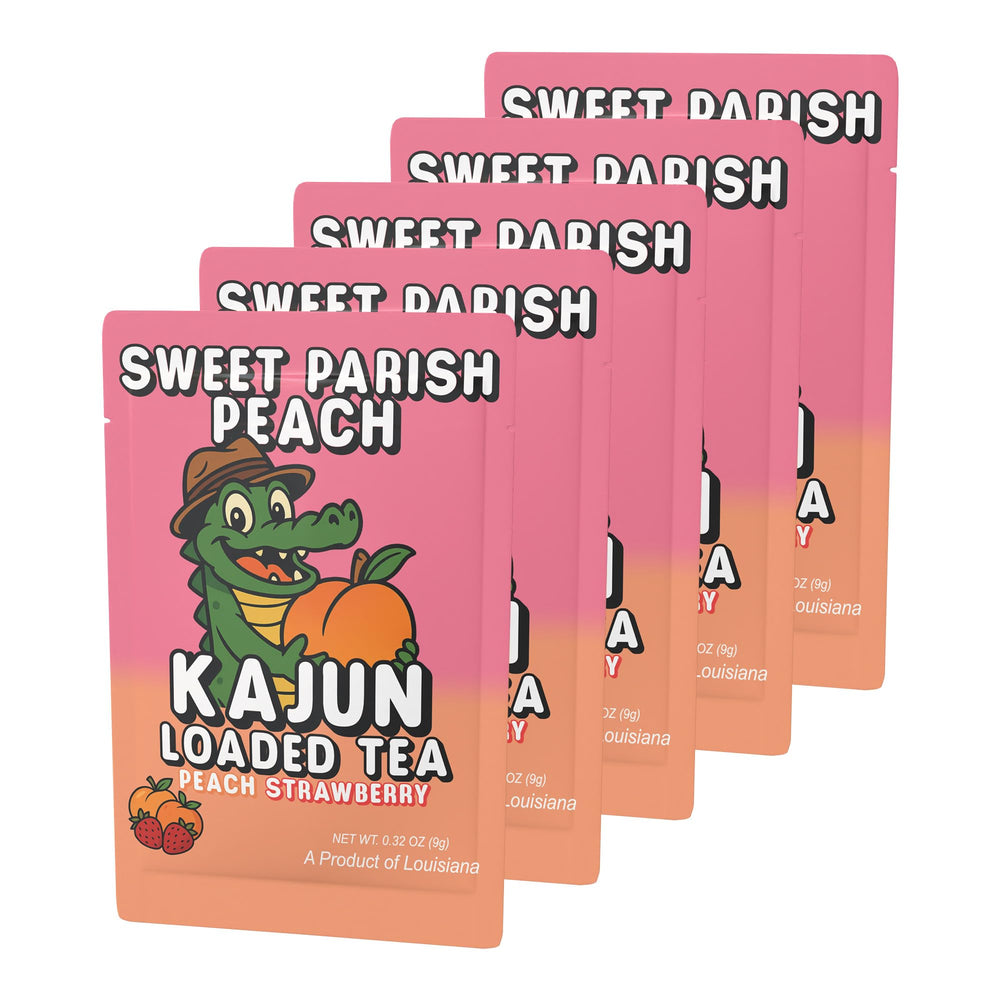 Kajun Loaded Tea ice-cold pour illustrates quick, on-the-go preparation.