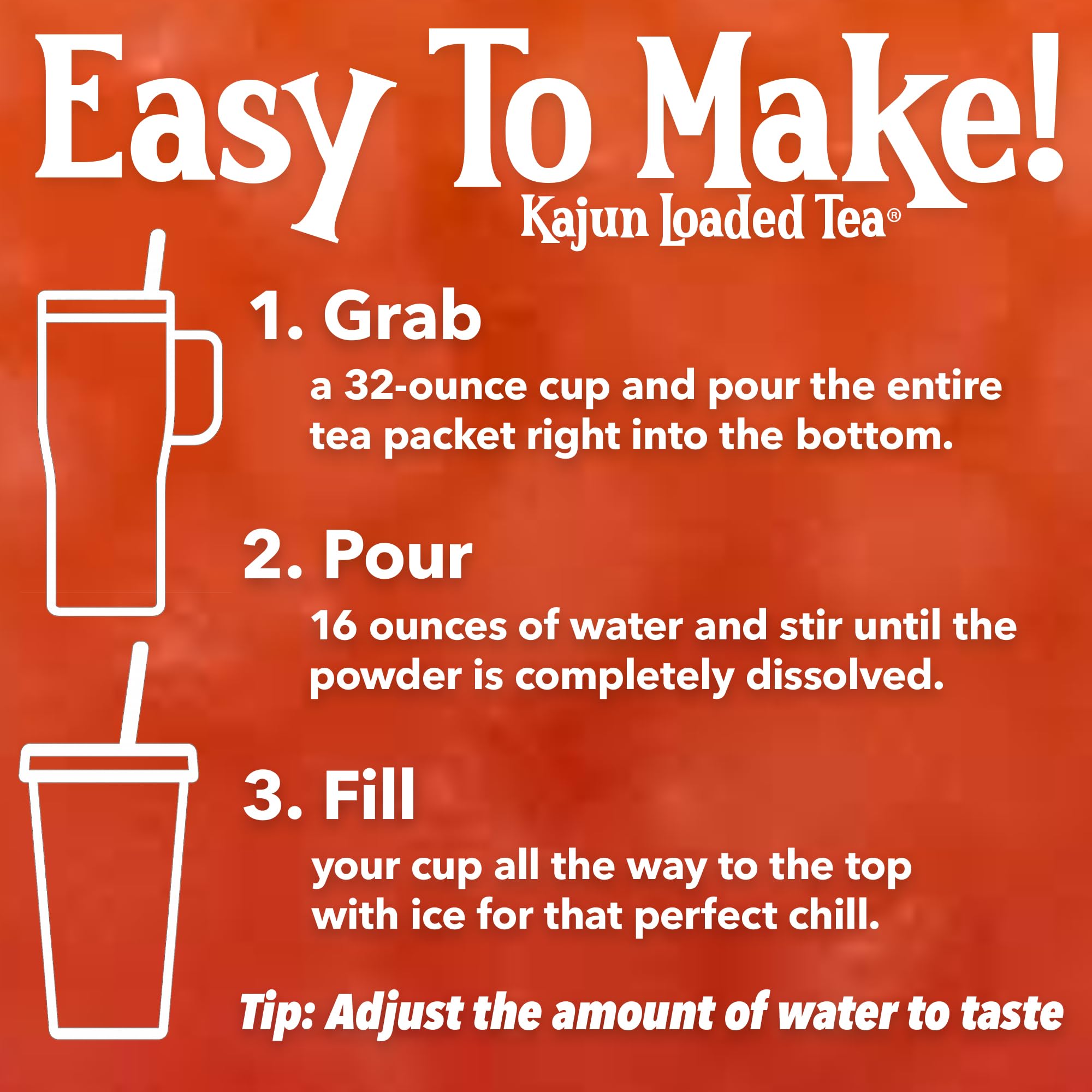 Kajun Loaded Tea travel packets on the go for on-site hydration.