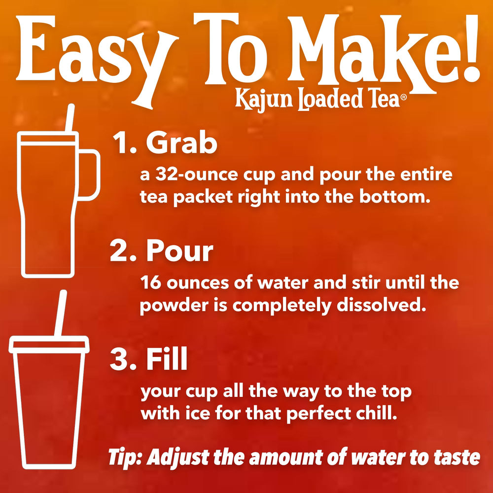 Kajun Loaded Tea Satsuma Sipper zero calorie label on packaging