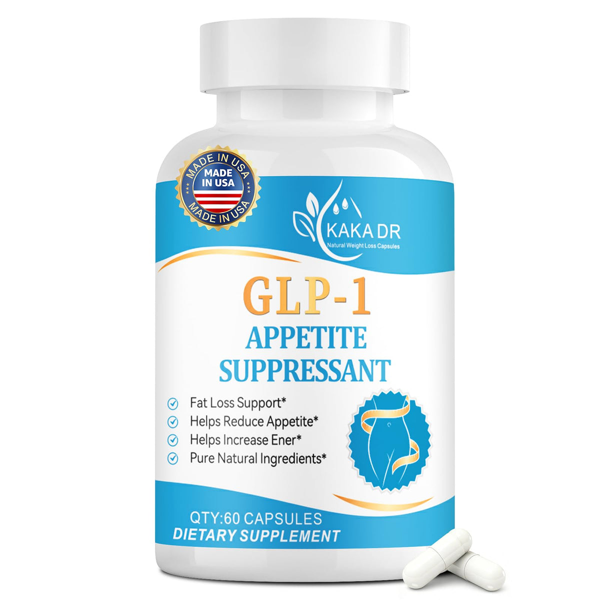 KAKA DR GLP-1 bottle front view highlighting a convenient daily supplement