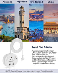 Kakahigh Type I plug adapter for USA to Australia use, ideal for travelers.