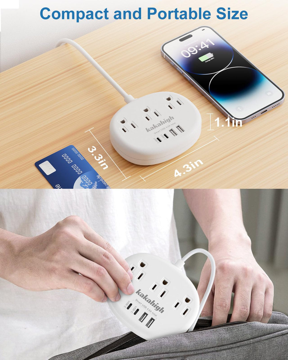 Kakahigh compact travel adapter ideal for shared spaces like dorms or hotels