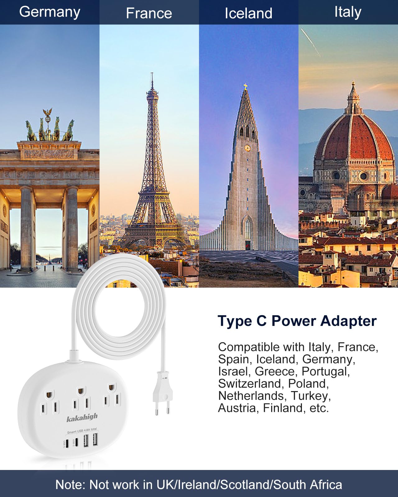 Kakahigh adapter with USB-C ports in use for fast charging on the go.