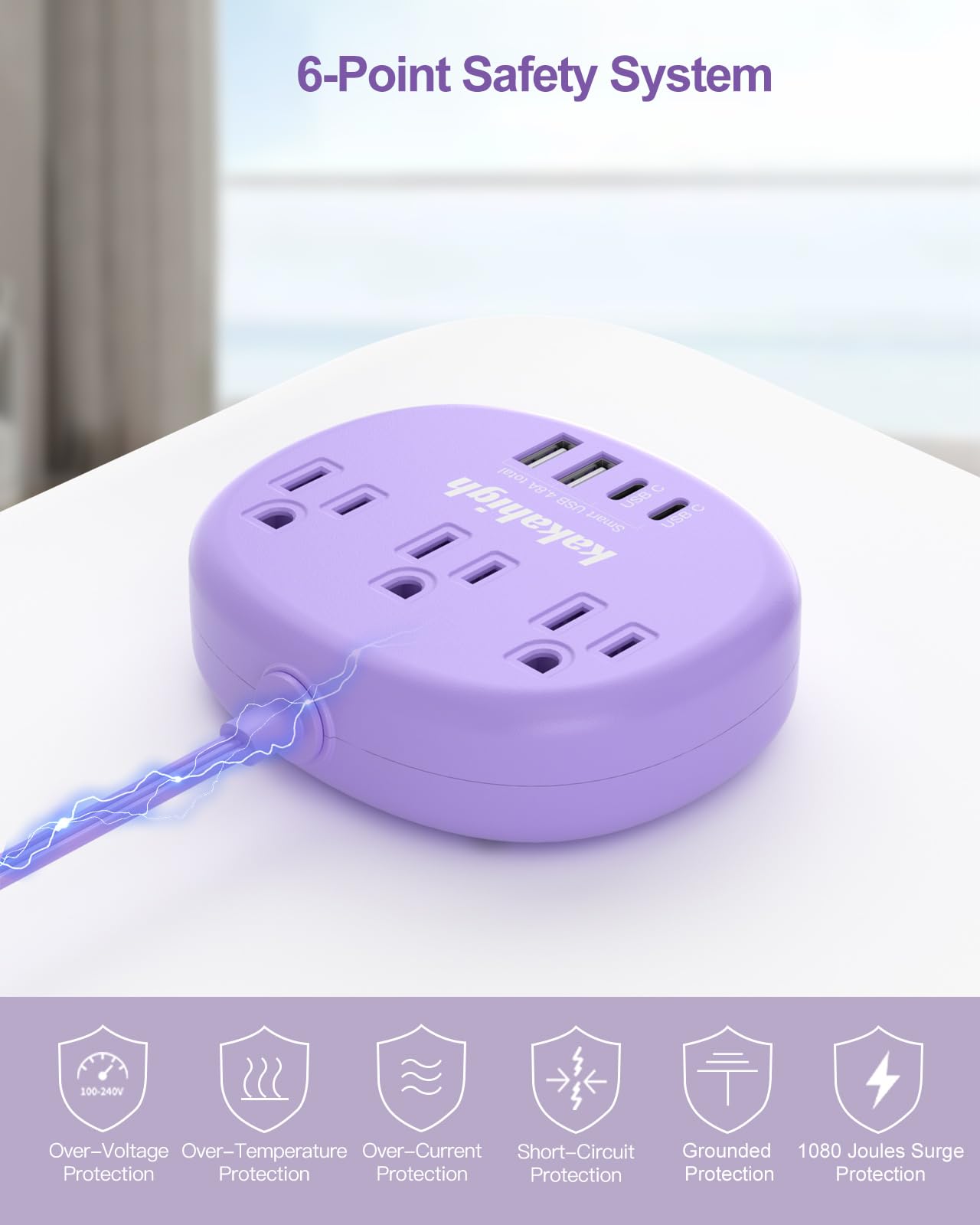 Kakahigh 5 ft copper cord supports reliable power for home or dorm
