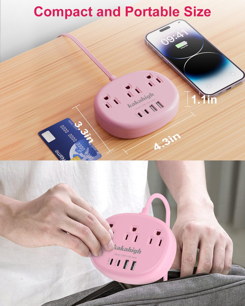 Kakahigh 1625W pink power strip for full-device charging.