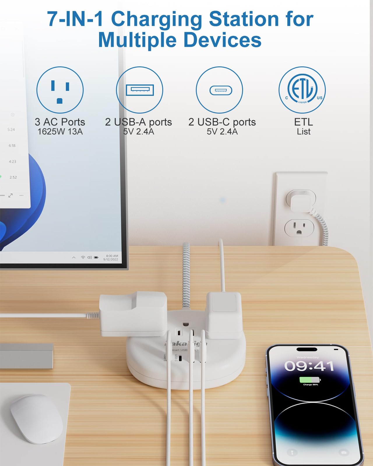 Kakahigh 5 ft braided copper cord for reliable charging.