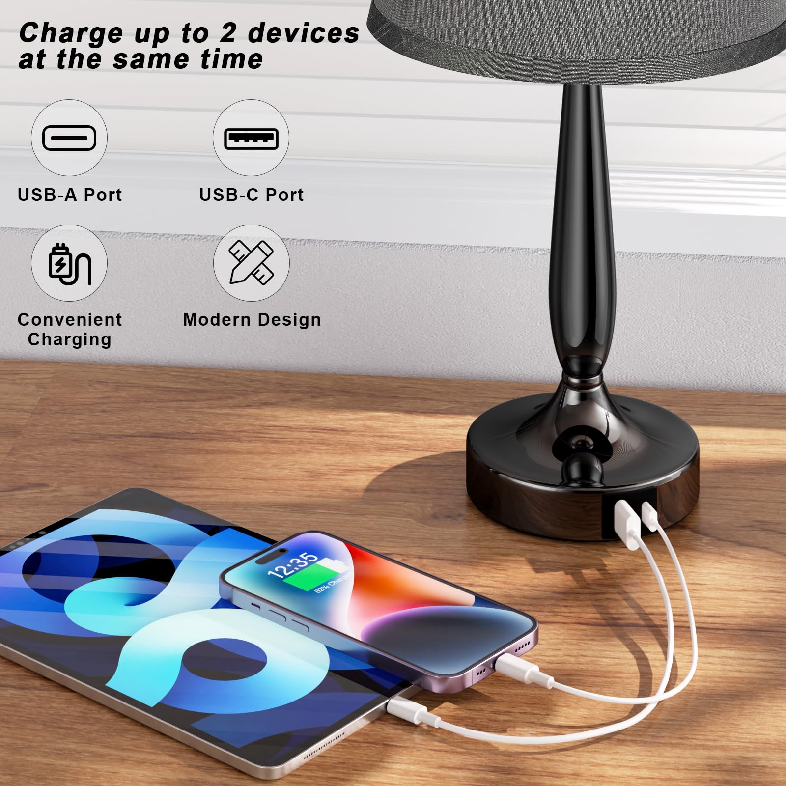 Kakanuo 16.3-inch dimmable lamp suits bedroom, desk, or living area.
