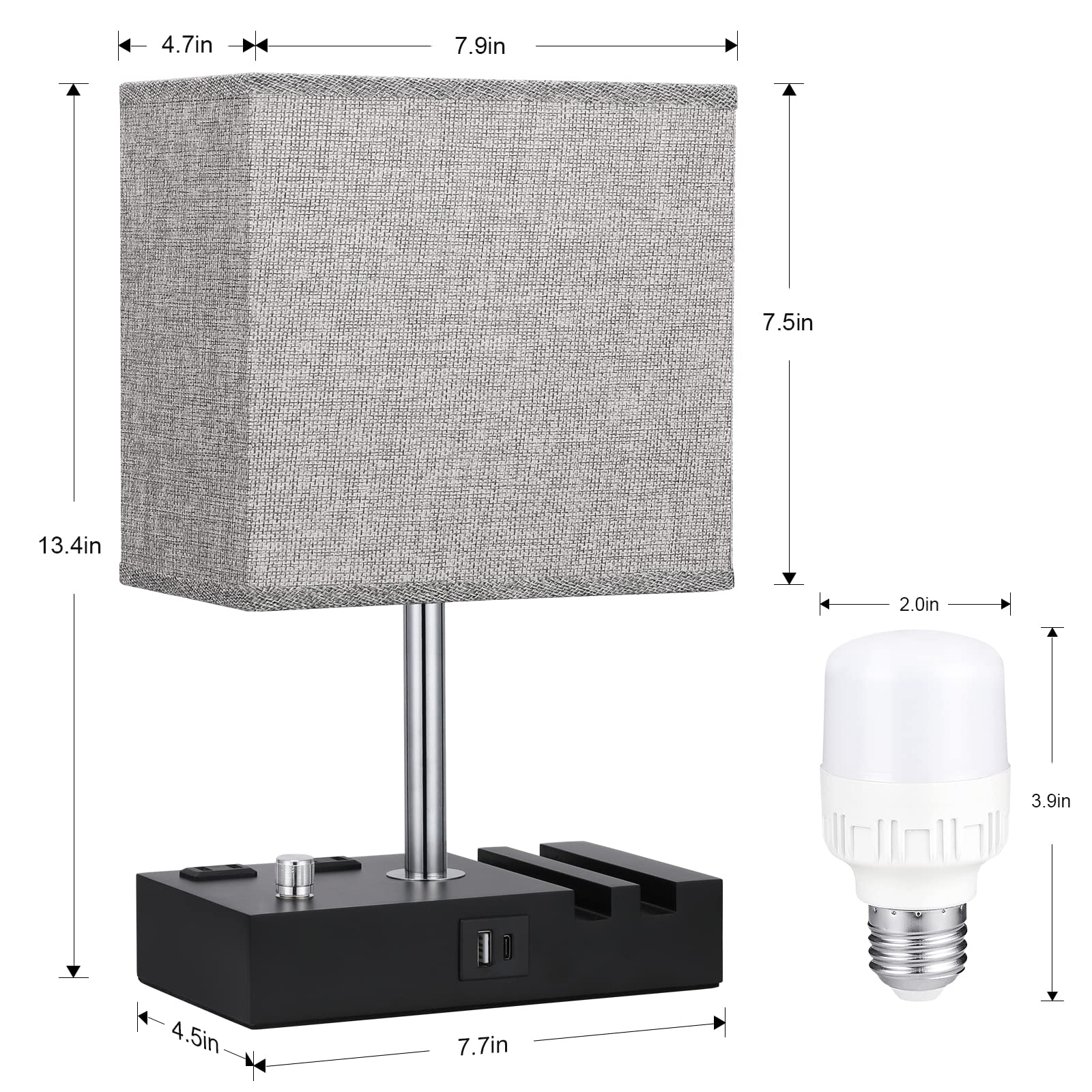 Kakanuo compact nightstand lamp fits small spaces.
