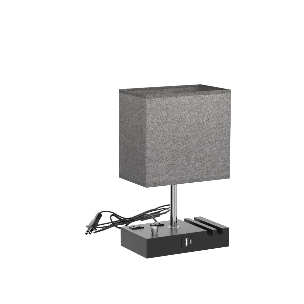 Kakanuo bedside lamp with dual outlets supports flexible charging.