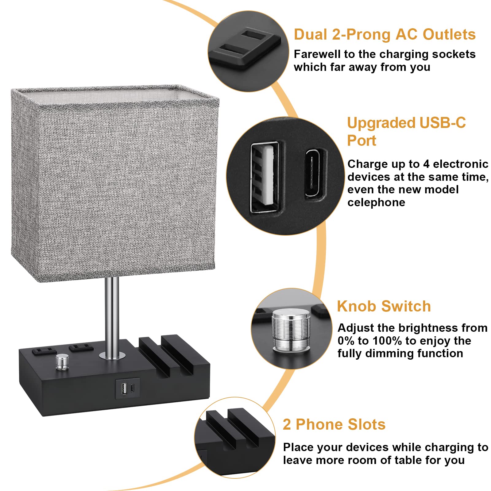 Kakanuo grey lampshade softens light for eye comfort.