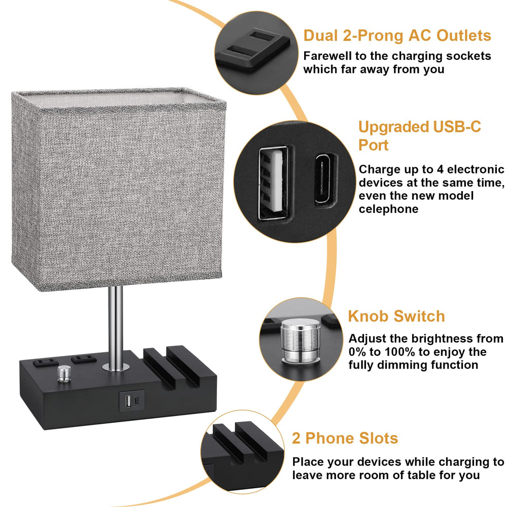 Kakanuo grey lampshade softens light for eye comfort.