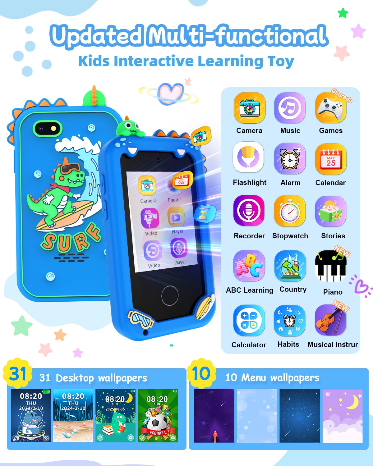 KAKTIN Kids Phone dual cameras ready for selfies and videos