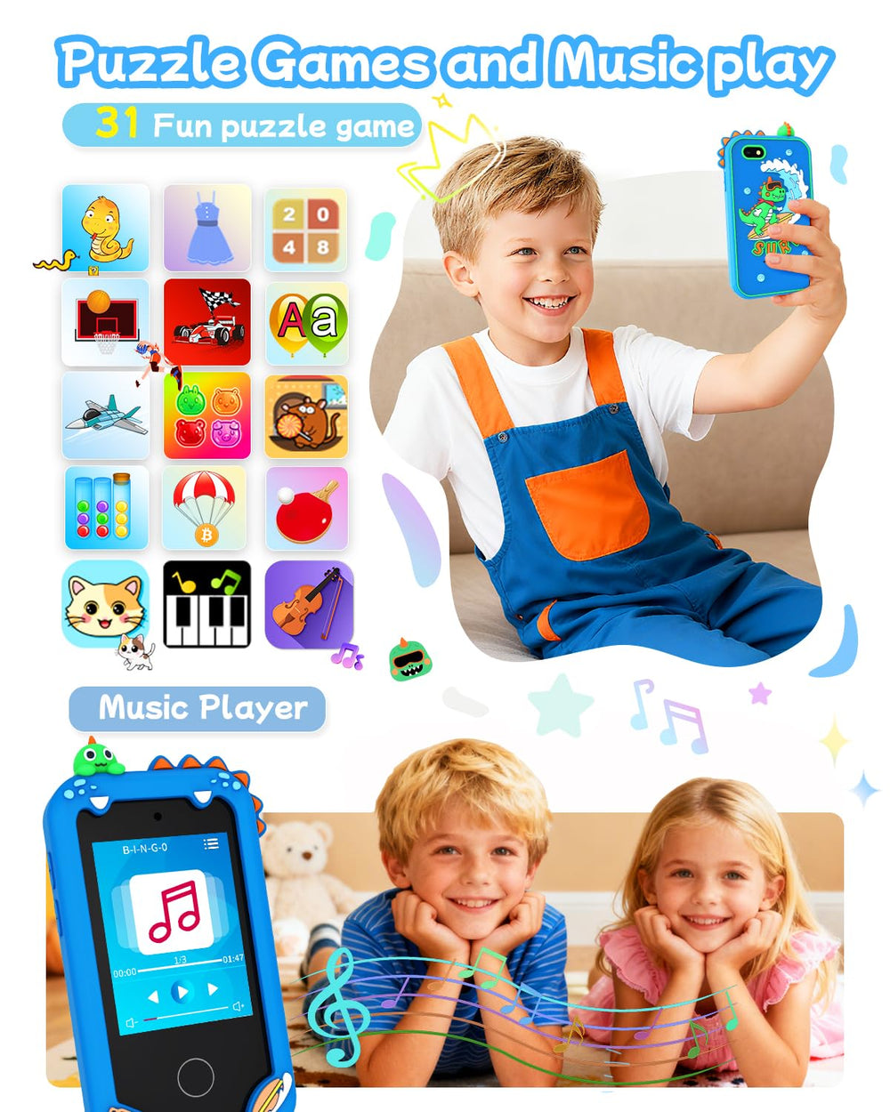KAKTIN device with MP3 player and 8GB storage for music and stories