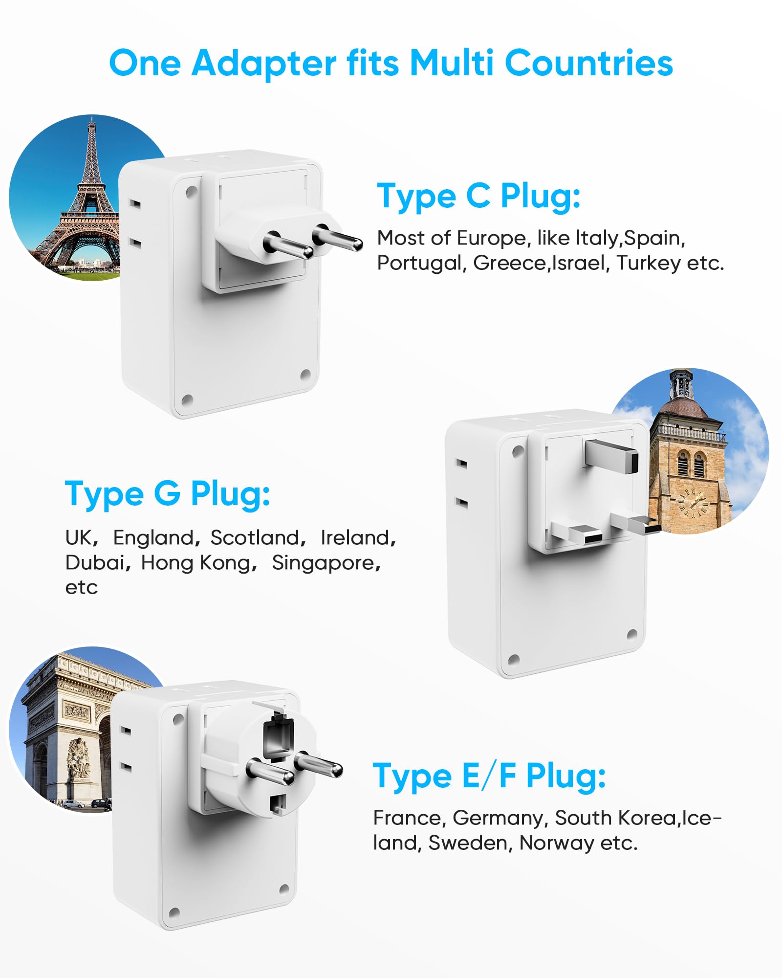 Kakyanill 5ft detachable extension cord adds reach in hotel rooms.