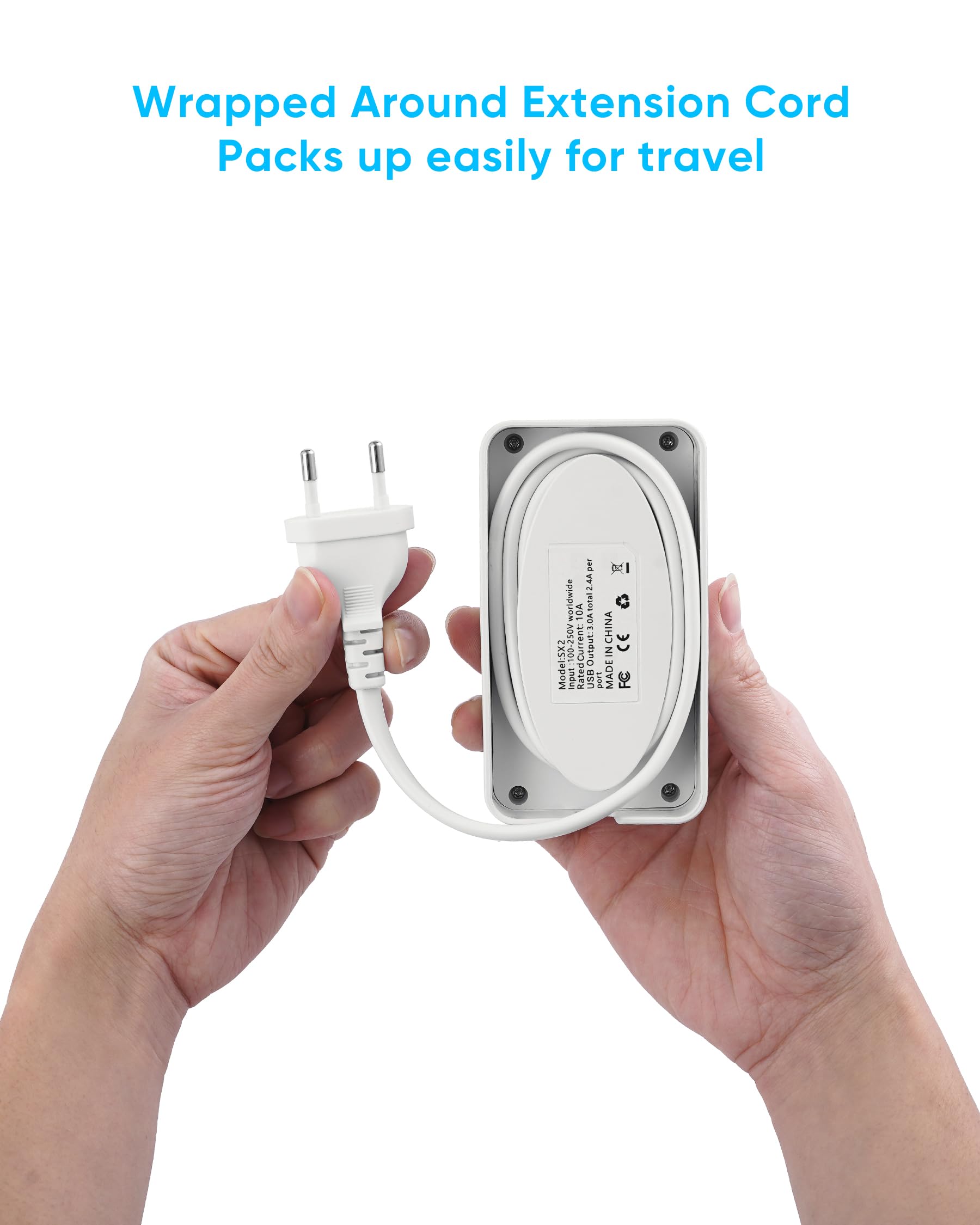 Kakyanill travel plug adapter side view showing compact profile ideal for packing