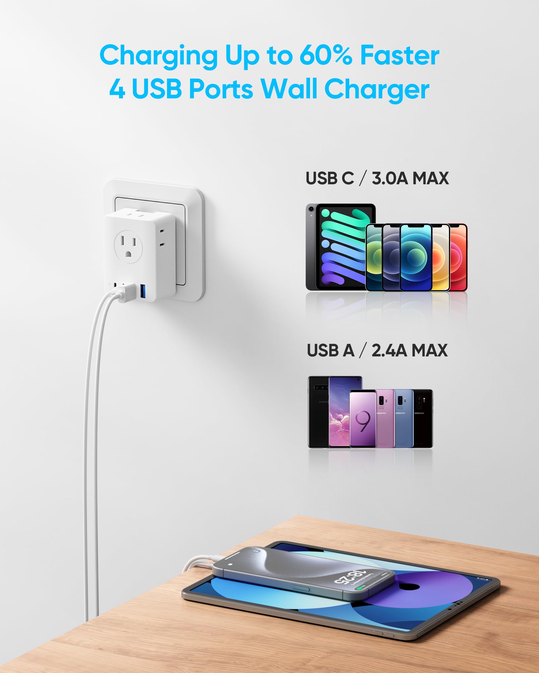 Kakyanill adapter is not a voltage converter; works with dual-voltage devices.