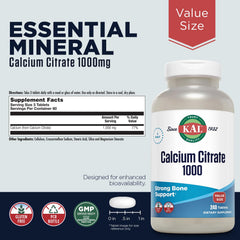KAL Calcium Citrate 1000mg tablets closeup highlighting tablet texture and size