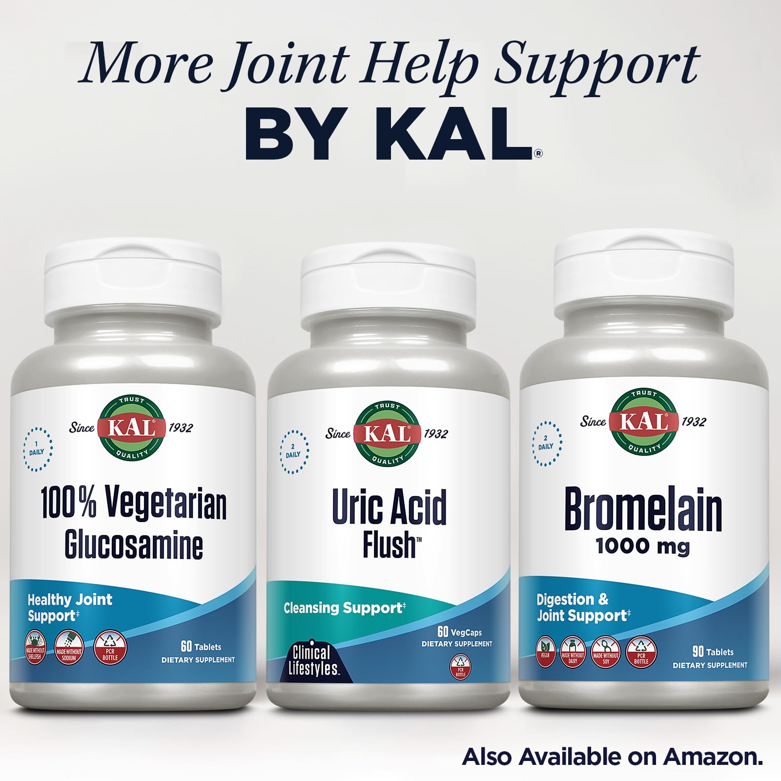 KAL Uric Acid Flush PCR bottle showcases eco-friendly packaging.