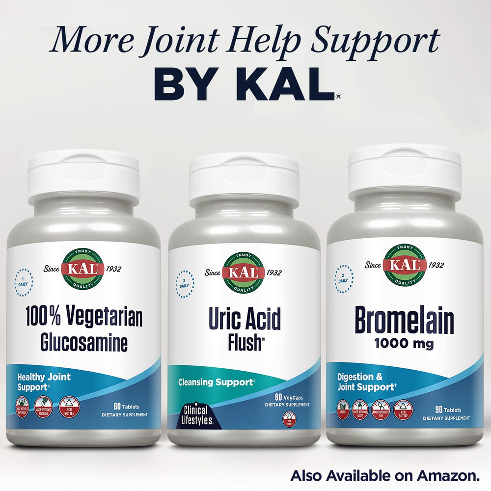 KAL Uric Acid Flush PCR bottle showcases eco-friendly packaging.