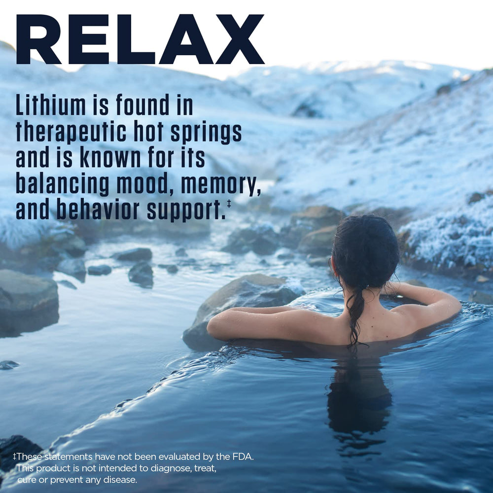 KAL Lithium Orotate 5mg label, vegan formula for daily wellness.