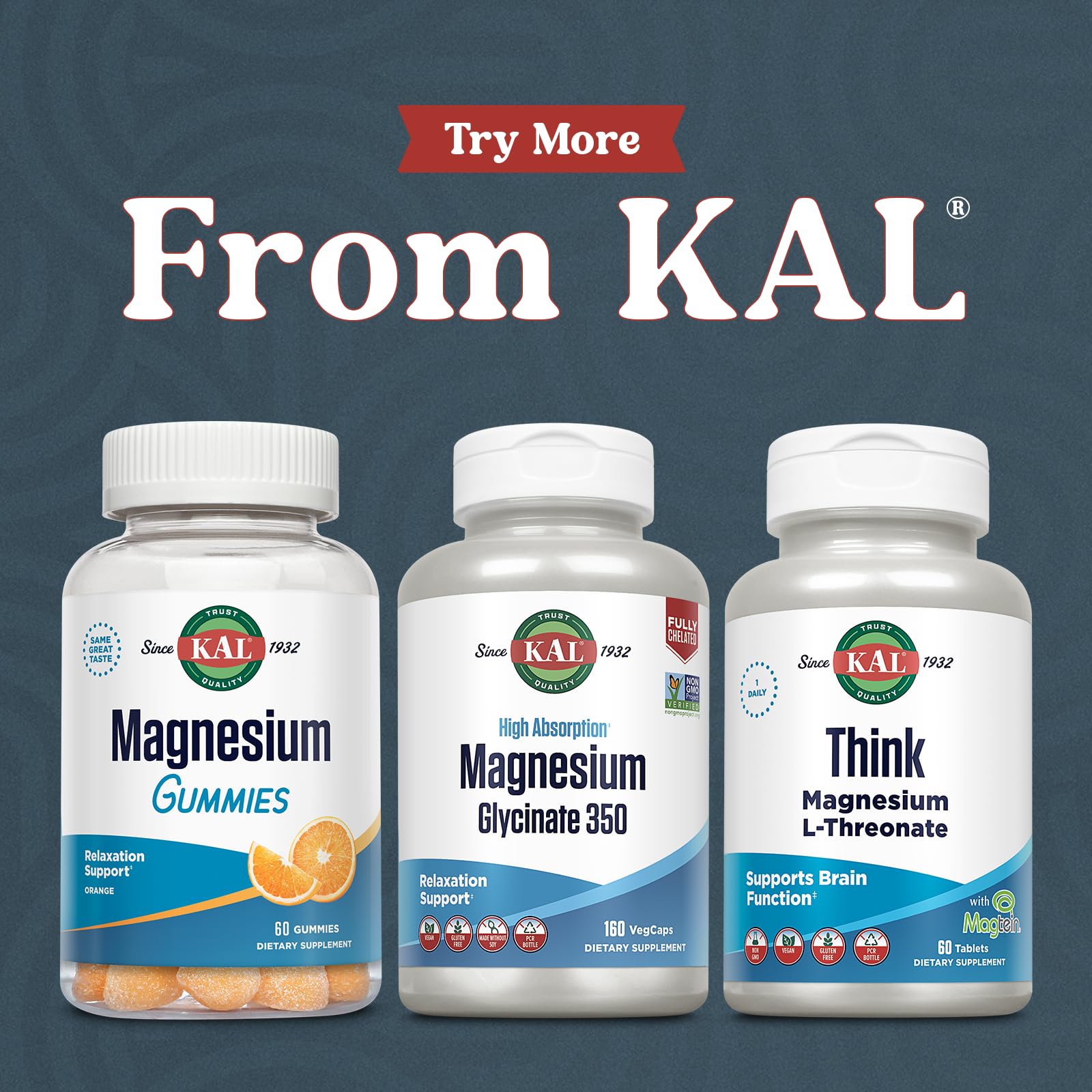 KAL Magnesium Glycinate bottle with lab testing seal indicating quality.