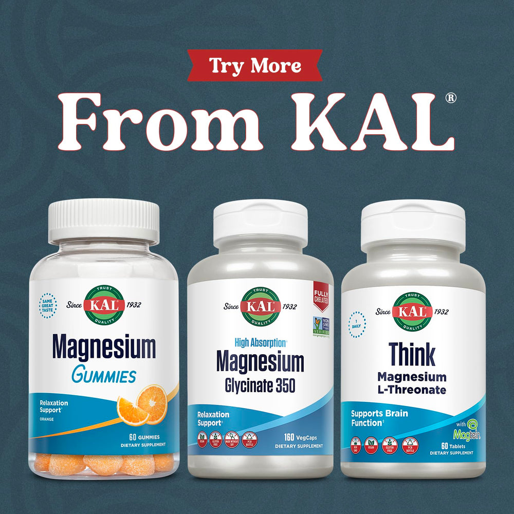 KAL Magnesium Glycinate bottle with lab testing seal indicating quality.