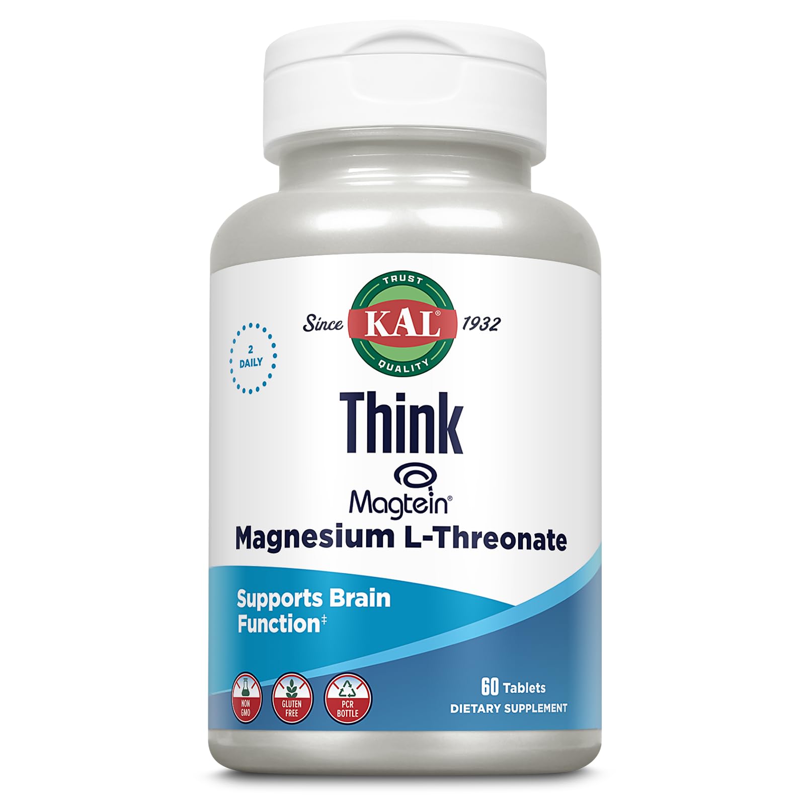 KAL Think Magnesium L-Threonate bottle front for brain health support.