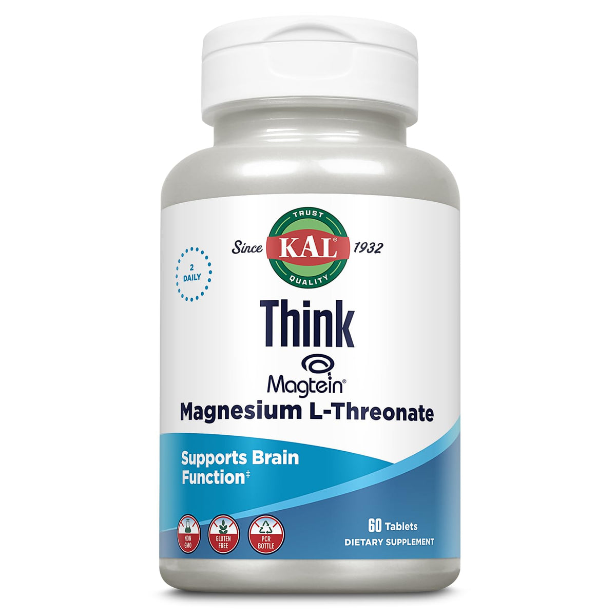 KAL Think Magnesium L-Threonate bottle front for brain health support.