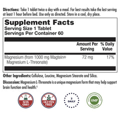 KAL Think Magnesium L-Threonate bottle label highlighting high absorption.