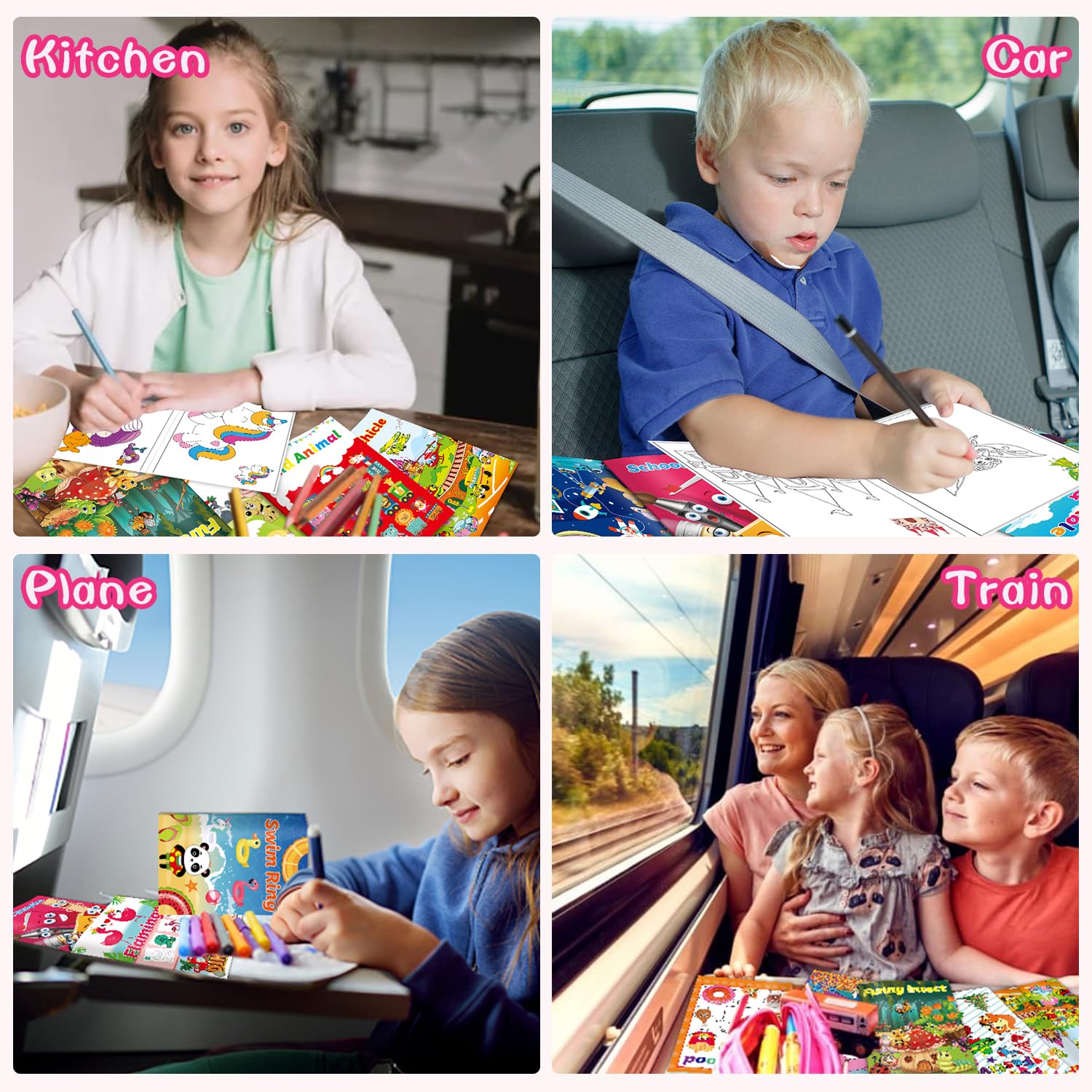 Kalysky vehicle scenes help kids improve fine motor skills while coloring.