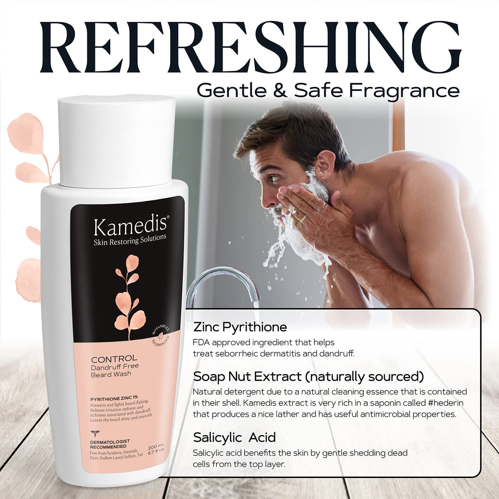 KAMEDIS Beard Wash clear pump bottle for easy daily use.